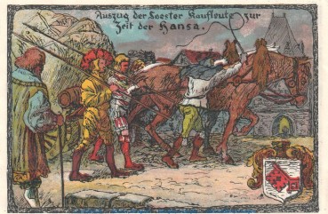 Preview: Notgeld Hansa Kaffee Soest 1232.1 , 1 Mark Schein Nr.3 in kfr. o.D. Westfalen Seriennotgeld