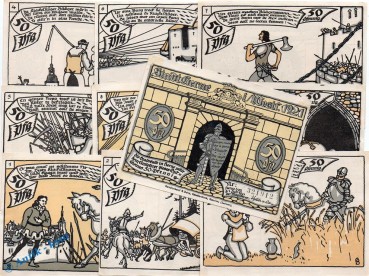 Notgeld Herne , Set mit 10 Scheinen in kfr. Mehl Grabowski 602.1 , von 1921 , Westfalen Seriennotgeld
