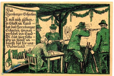 Preview: Notgeld Horneburg , Schützenverein , 1 Mark Schein in kfr. Mehl Grabowski 631.1 , von 1922 , Niedersachsen Seriennotgeld