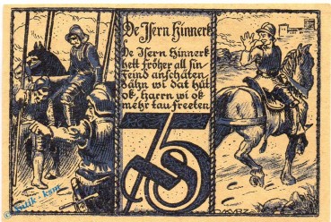 Preview: Notgeld Horneburg , Schützenverein , 75 Pfennig Schein Nr 1 in kfr. Mehl Grabowski 631.1 , von 1922 , Niedersachsen Seriennotgeld