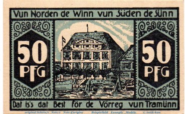 Preview: Notgeld Hotel dt. Kaiser Travemünde 1336.1.a , 50 Pfennig Schein in kfr. o.D. Schleswig Holstein Seriennotgeld