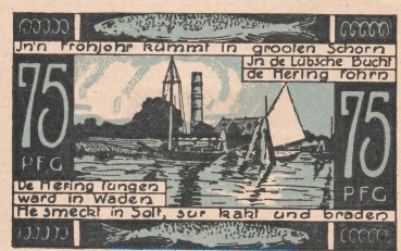 Preview: Notgeld Hotel dt. Kaiser Travemünde 1336.1.a , 75 Pfennig Schein in kfr. o.D. Schleswig Holstein Seriennotgeld