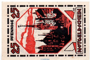 Preview: Notgeld J. Reiss München 910.1 , 25 Pfennig Schein Nr. 1 in kfr. o.D. Bayern Seriennotgeld