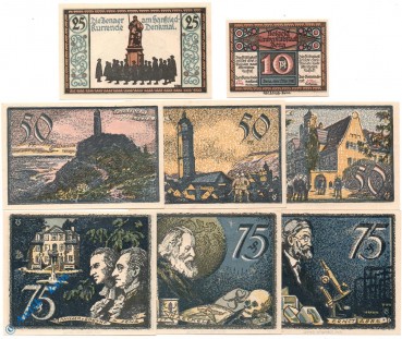Notgeld Jena , Set mit 8 Scheinen , Mehl Grabowski 656.2 , von 1921 , Thüringen Serien Notgeld
