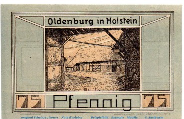 Preview: Notgeld J, Iwersen Oldenburg 1014.1.b , 75 Pfennig Schein in kfr. von 1921 , Schleswig Holstein Seriennotgeld