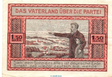 Preview: Notgeld Jungdeutscher Orden Kiel 694.1 , 1,50 Mark Schein in gbr. o.D. Schleswig Holstein Seriennotgeld