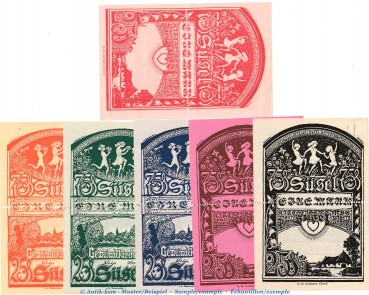 Notgeld Kirchspiel Süsel 1301.2 , Set mit 6 Doppel-Scheinen in kfr. von 1920 , Schleswig Holstein Seriennotgeld