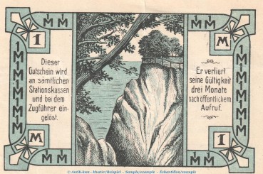 Notgeld Kleinbahn AG Stettin 1269.1 , 1 Mark Schein in gbr. von 1921 , Pommern Seriennotgeld