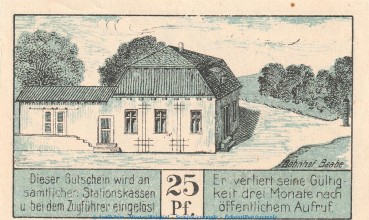 Notgeld Kleinbahn AG Stettin 1269.1 , 25 Pfennig Schein in kfr. von 1921 , Pommern SeriennotgeldNotgeld Kleinbahn AG Stettin 1269.1 , 25 Pfennig Schein in kfr. von 1921 , Pommern Seriennotgeld