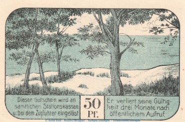 Notgeld Kleinbahn AG Stettin 1269.1 , 50 Pfennig Schein in kfr. von 1921 , Pommern Seriennotgeld