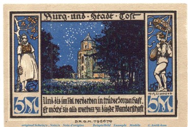 Notgeld Kultuverband Gleiwitz 437.1.a , 5 Mark Schein in kfr. o.D. Schlesien Seriennotgeld