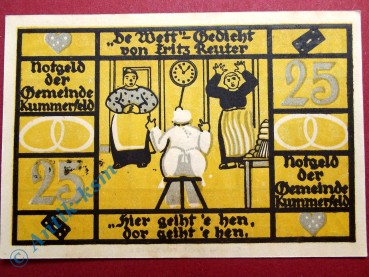 Notgeld Kummerfeld , 25 Pfennig Schein Nr 2 , Mehl Grabowski 749.9 A , Schleswig Holstein Seriennotgeld