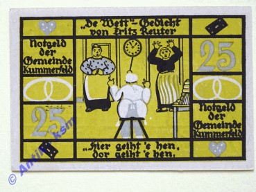 Notgeld Kummerfeld , Schleswig Holstein , Einzelschein über 50 Pfennig 2 Männer und 1 Frau , Mehl Grabowski 749.7 A , Seriennotgeld