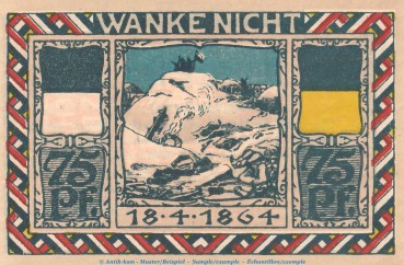 Notgeld Landesbürgerrat Altona 29.1.b , 75 Pfennig Nr.2 schwarz -L über B- in kfr. von 1922 , Hamburg Seriennotgeld