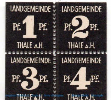 Notgeld Landgemeinde Thale 1318.1.a , Block mit 4 Scheinen in kfr. o.D. Sachsen Anhalt Seriennotgeld