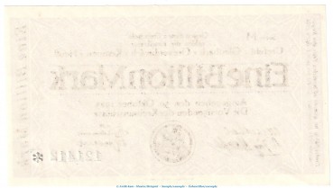 Preview: Notgeld Landkreise Crefeld u.w. 1 Billion Mark Schein in kfr. Keller 914.a von 1923 , Rheinland Inflation