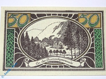 Notgeld Lautenthal , 50 Pfennig Schein Nr 7 , Bismarckpromenade , Mehl Grabowski 778.2 , von 1921 , Niedersachsen Serien Notgeld