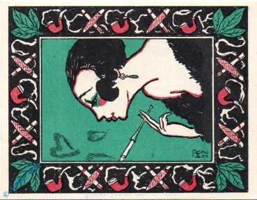 Notgeld Leipzig , Tabakmesse , 1 Mark Schein Nr 1 , Mehl Grabowski 785.1 , von 1921 , Sachsen Seriennotgeld