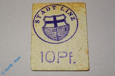 Notgeld Linz , 10 Pfennig Schein graugrün , Tieste 4140.10.20 , Rheinland Verkehrsausgabe