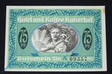 Notgeld Münster , Hotel Kaiserhof , 75 Pfennig Schein , Mehl Grabowski 914.2 b , Westfalen Serien Notgeld