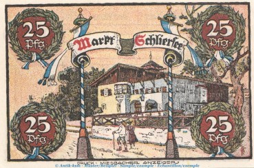 Preview: Notgeld Marktgemeinde Schliersee 1182.1 , 25 Pfennig Schein in kfr. von 1921 , Bayern Seriennotgeld