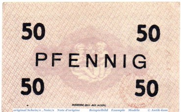 Preview: Notgeld Moers , 50 Pfennig Schein in kfr. Tieste 4610.05.10 , von 1917 , Rheinland Verkehrsausgabe