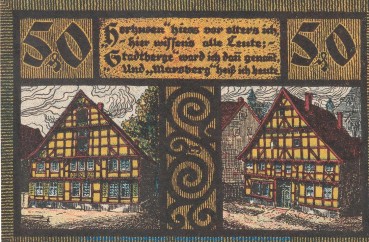Preview: Notgeld Nieder Marsberg 971.1 , 50 Pfennig Schein in kfr. von 1920 , Westfalen Seriennotgeld