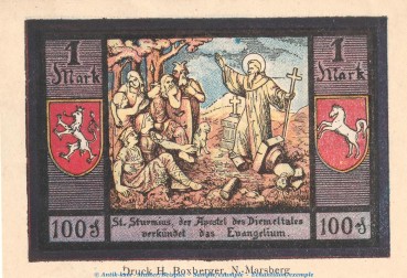 Preview: Notgeld Nieder Marsberg 971.2 , 1 Mark Schein in kfr. von 1921 , Westfalen Seriennotgeld