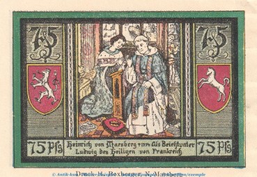 Preview: Notgeld Nieder Marsberg 971.2 , 75 Pfennig Schein in kfr. von 1921 , Westfalen Seriennotgeld