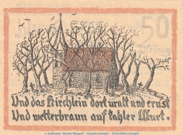 Preview: Notgeld Nordenham 982.2.b , 50 Pfennig -20mm- Nr.2 in kfr. von 1921 , Niedersachsen Seriennotgeld