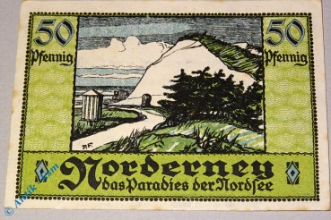 Notgeld Norderney , 50 Pfennig Schein , Serie 3 , Mehl Grabowski 984.2 , von 1921 , Niedersachsen Seriennotgeld