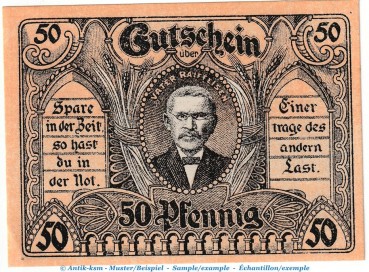 Notgeld Posenmühle Bucha 196.1.a , 50 Pfennig Schein in kfr. von 1921 , Thüringen Seriennotgeld