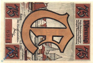 Notgeld Rees , 75 Pfennig Schein , Mehl Grabowski 1104.1 , von 1921 , Westfalen Seriennotgeld