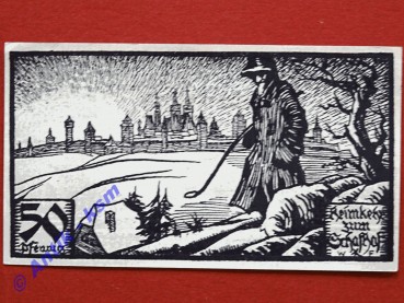 Notgeld Rothenburg o.T. , Einzelschein über 50 Pfennig Heimkehr Wasserliniert , Mehl Grabowski 1141.2 B , Seriennotgeld Bayern