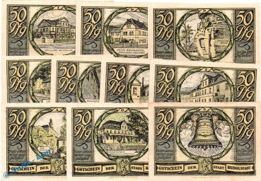 Notgeld Stadt Rudolstadt  , 1146.1 Set mit 10 Scheinen -1799-  in kfr. von 1921 , Thüringen Seriennotgeld