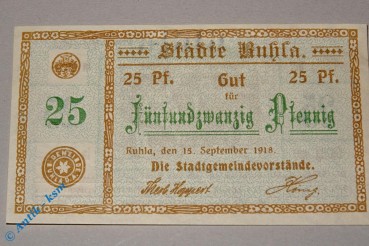 Notgeld Ruhla , 25 Pfennig Schein , Landgraf , Tieste 6300.05.05 , von 1918 , Sachsen Verkehrsausgabe