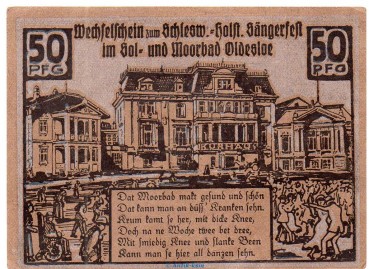 Preview: Oldesloe , Notgeld 50 Pfennig Schein in kfr. M-G 1020.1 , Schleswig Holstein 1921 Seriennotgeld