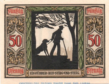 Notgeld Sanitätshunde Oldenburg 1016.2.b , 50 Pfennig -Ein Führer- o. Drfa in kfr. von 1921 , Seriennotgeld Niedersachsen