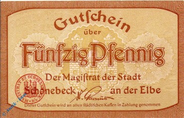 Notgeld Schönebeck , 50 Pfennig Schein , heller , Tieste 6635.05.25 , Sachsen Verkehrsausgabe