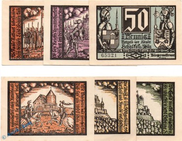 Notgeld Schalkau , Set mit 6 Scheinen in kfr. Mehl Grabowski 1171.1 , von 1921 Thüringen Seriennotgeld