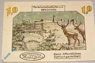 Notgeld Schierke , Brockenwirt , 1 Mark Schein , Mehl Grabowski 1177.2 , Sachsen Anhalt Seriennotgeld