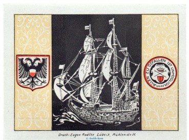 Notgeld Schiffergesellschaft Lübeck 824.1.b , 50 Pfennig Schein Nr.2 in kfr. o.D. Schleswig Holstein Seriennotgeld