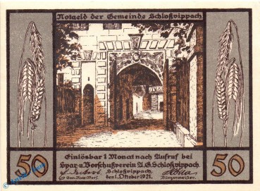 Notgeld Schlosswippach , 50 Pfennig Schein in kfr. Mehl Grabowski 1183.1 , von 1921 , Thüringen Seriennotgeld