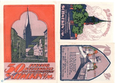 Notgeld Schwerin , Reutergeld , Set mit 3 Scheinen in kfr. Mehl Grabowski 1214.1 , Mecklenburg Vorpommern Seriennotgeld