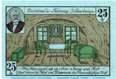 Preview: Notgeld Silberberg , 25 Pfennig Schein , Mehl Grabowski 1228.2 , von 1921 , Schlesien Seriennotgeld