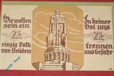 Notgeld Soltau , Schein über 75 Pfennig braun , Mehl Grabowski 1239.2 b , Niedersachsen Seriennotgeld