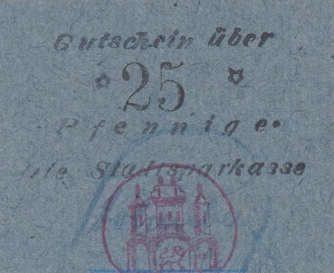 Bodenwerder , Notgeld 25 Pfennig Schein in unc-kfr. Ti.0800.05.010-15 , NDS o.D. Verkehrsausgabe