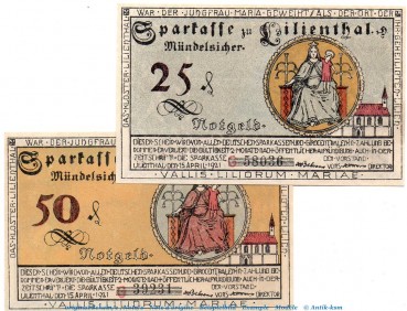 Notgeld Sparkasse Lilienthal 802.11 , Set mit 2 Scheinen in kfr. von 1921 , Niedersachsen Seriennotgeld