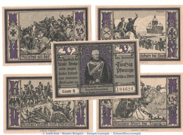 Stolp , Notgeld Set mit 5 Scheinen unc-kfr. M-G 1275.5 , POM o.D. Seriennotgeld -1155-