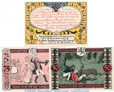 Notgeld Spohr ... Treysa 1340.1.a , Set mit 3 Scheinen in kfr. von 1922 , Hessen Seriennotgeld